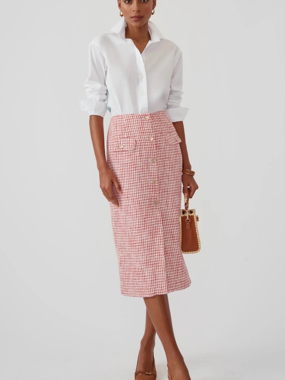 J. McLaughlin Red houndstooth skirt